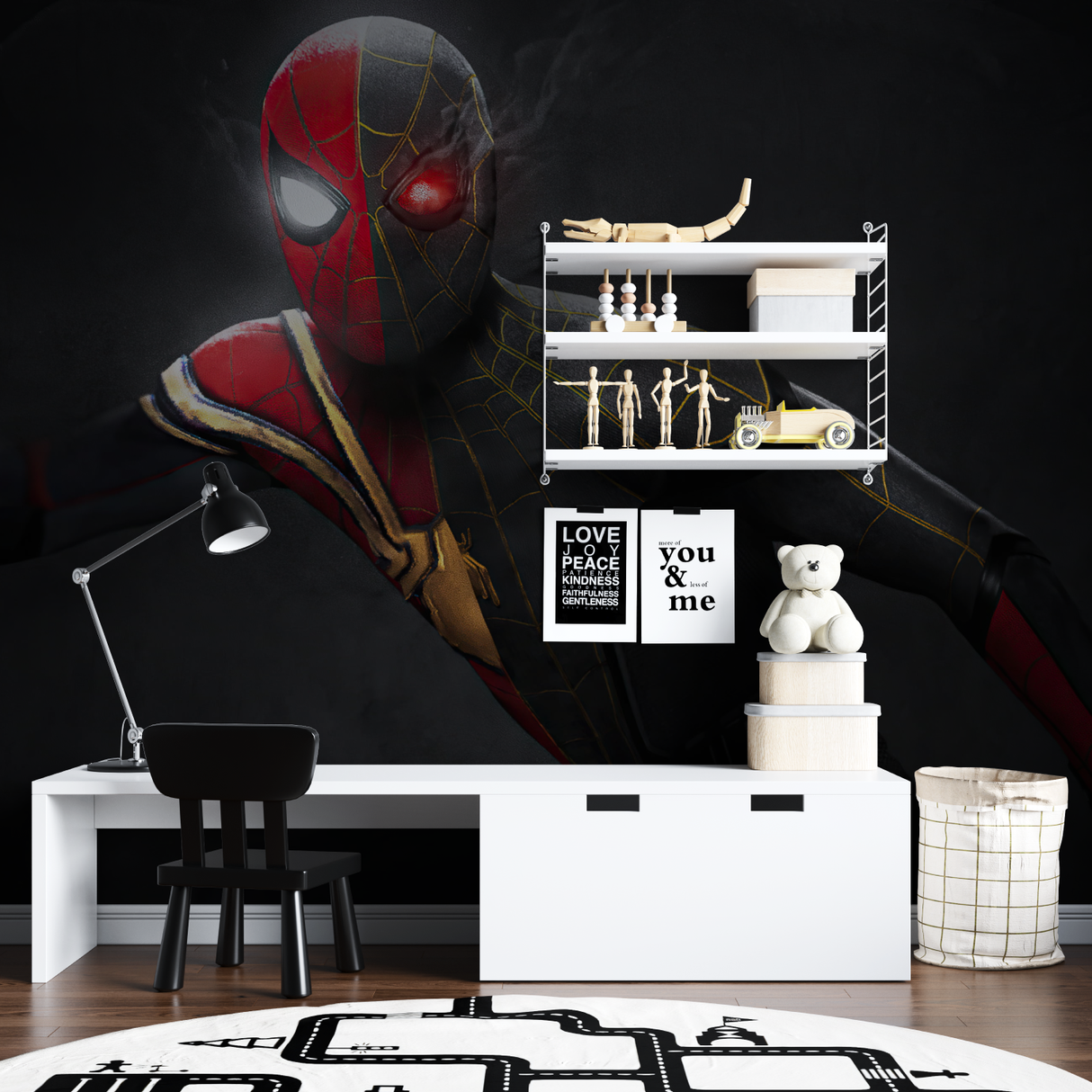 Superhero Mural Wallpaper | Spider-Man Black and Red Design