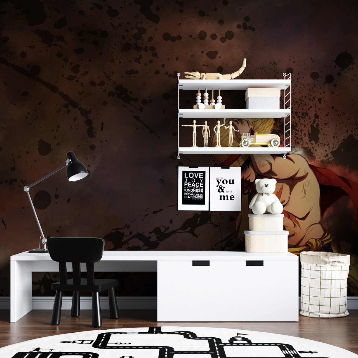 Anime Mural Wallpaper | One Piece Brown Splash Art Design