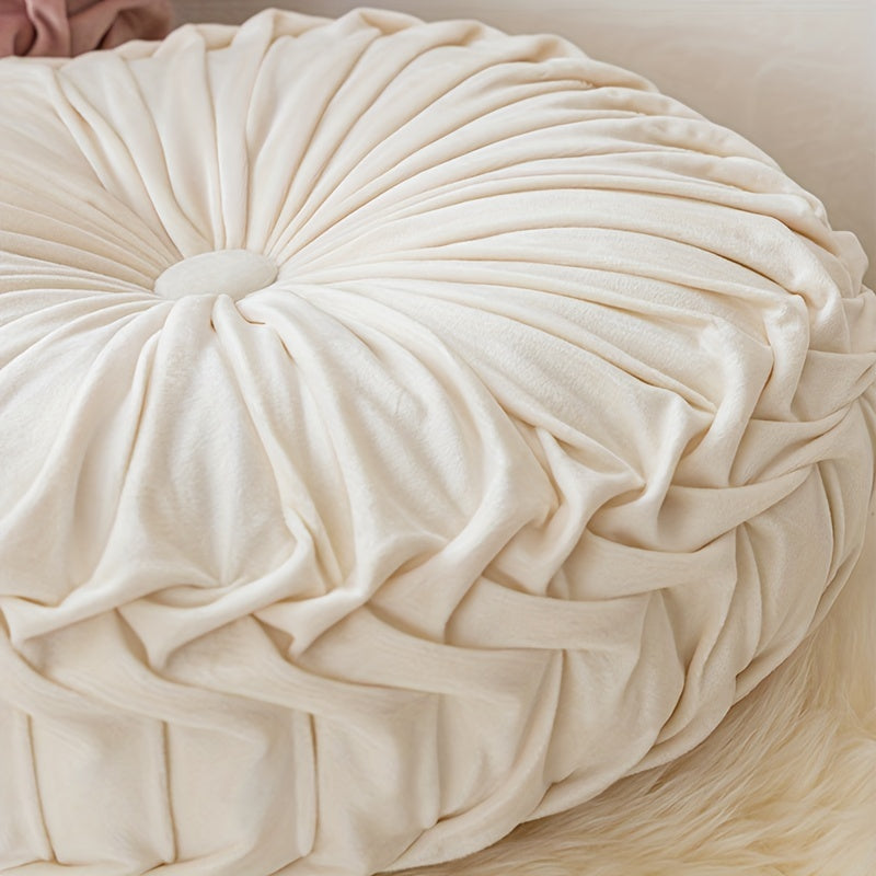 Round Velvet Cushion  Pleated Design with Center Button - Product detail 6