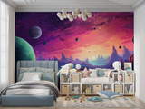 Space Mural Wallpaper | Cosmic Purple Galaxy Scene