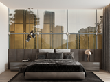Industrial Mural Wallpaper | Modern Gold Glass Window Design