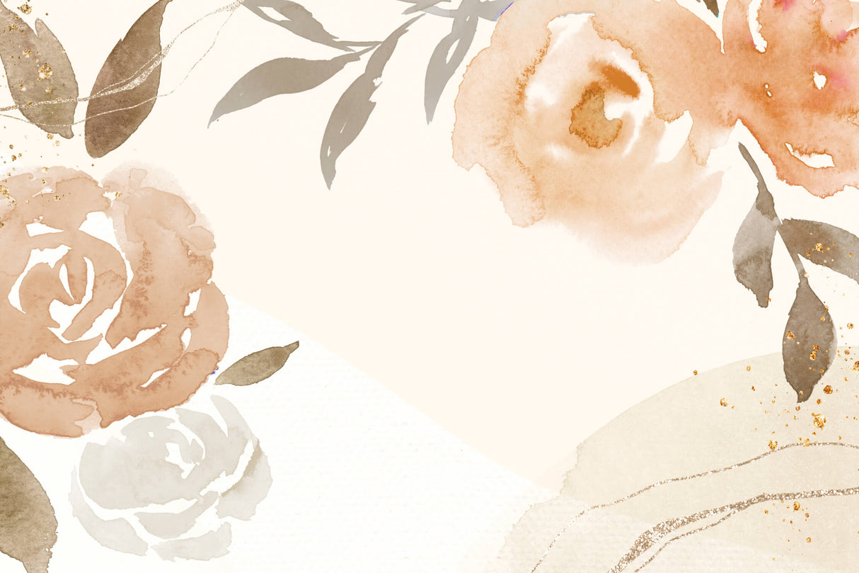 Floral Mural Wallpaper | Watercolor Beige and Terracotta Design