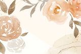 Floral Mural Wallpaper | Watercolor Beige and Terracotta Design