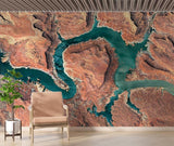 Aerial Nature Mural Wallpaper | Turquoise River Through Desert Canyon