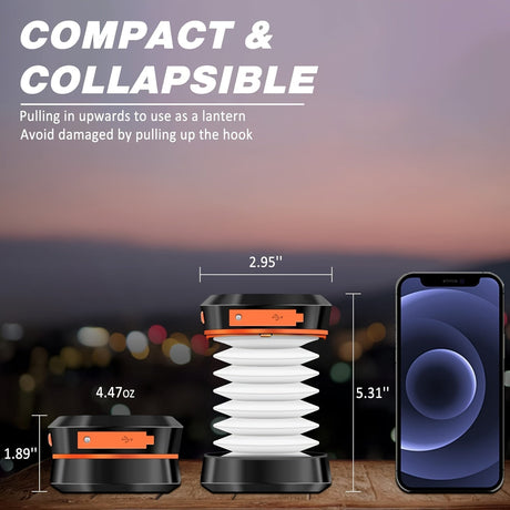 Solar LED Camping Lantern  Collapsible USB Rechargeable Design - Product detail 5
