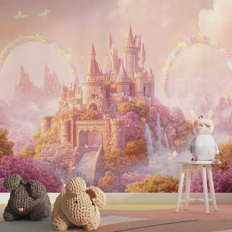 Princess Mural Wallpaper | Enchanted Castle With Rainbow