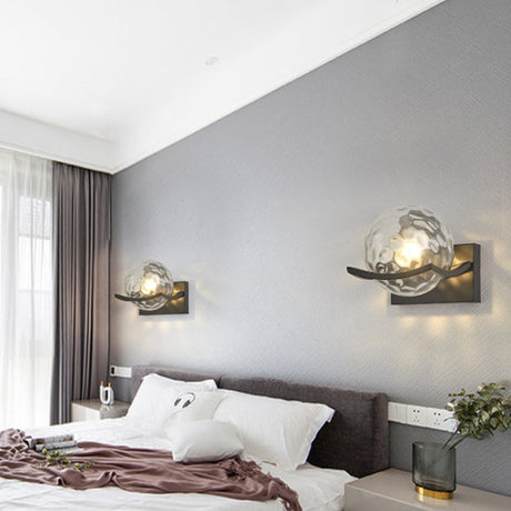 Modern Glass Wall Lamp  Textured Globe LED Design - Product showcase