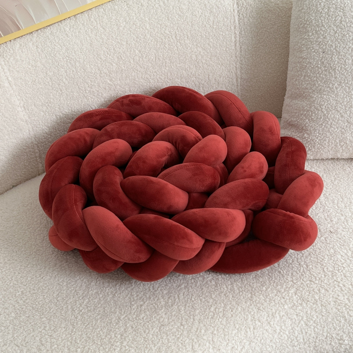 Braided Floor Cushion  Chunky Knit Design in Cream - Product detail 16