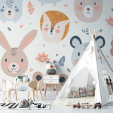 Forest Animals Mural Wallpaper | Cute Pastel Nursery Design