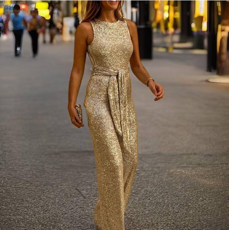 Evening Sequin Jumpsuit  Halter Neck Design - Product detail 4