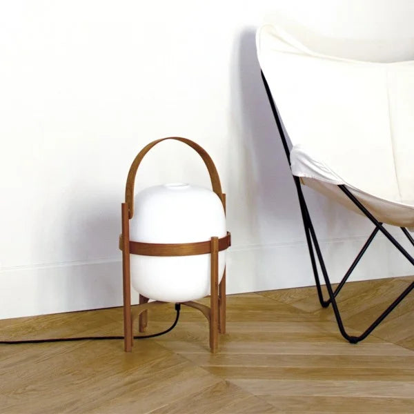 Vintage Table Lamp  Wooden Basket Frame With Opal Glass - Product detail 11