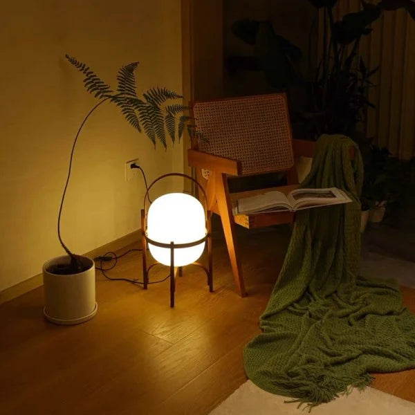 Vintage Table Lamp  Wooden Basket Frame With Opal Glass - Product detail 9