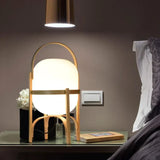 Vintage Table Lamp  Wooden Basket Frame With Opal Glass - Product detail 7