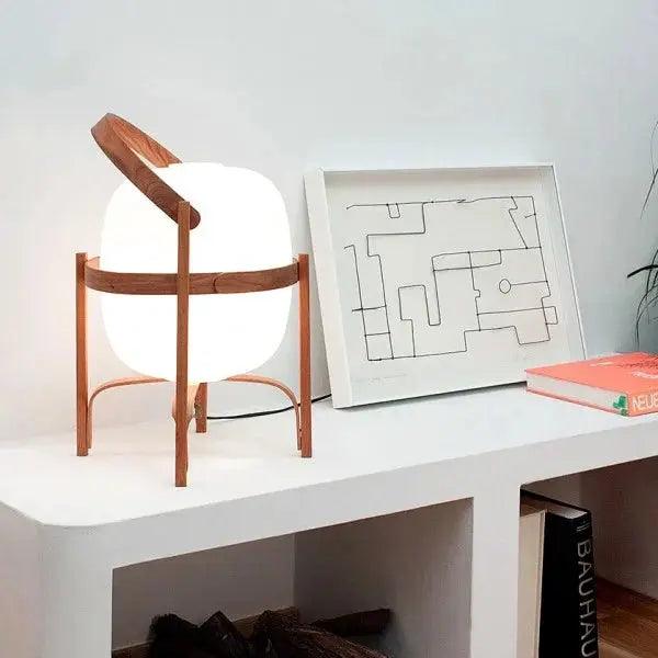Scandinavian Table Lamp  Wooden Frame With Opal Glass Shade - Product detail 18