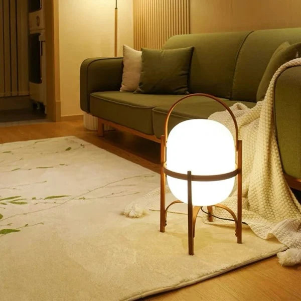 Vintage Table Lamp  Wooden Basket Frame With Opal Glass - Product detail 13