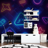 Gaming Mural Wallpaper | Neon Geometric Design