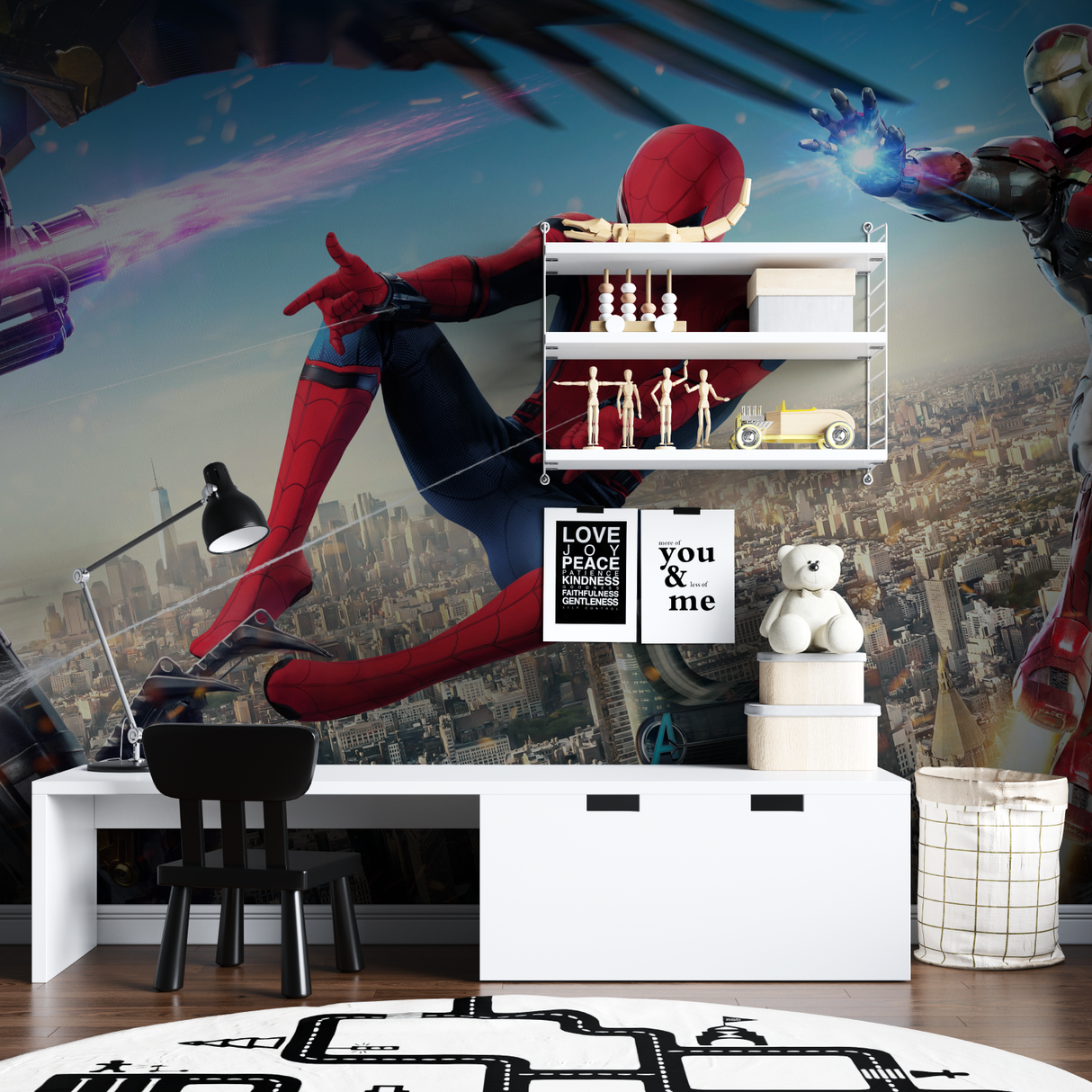 Superhero Mural Wallpaper | Spider-Man Action Scene