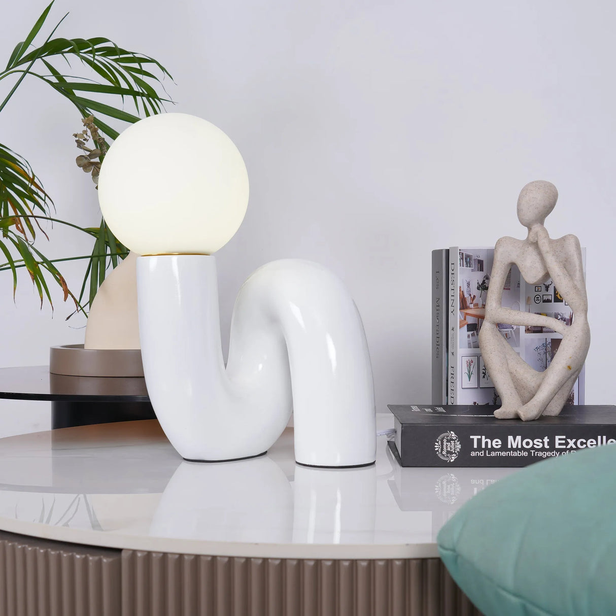Modern Wall Light  Sculptural White Globe Design - Product example