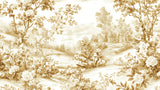 Vintage Mural Wallpaper | Golden Toile de Jouy Landscape