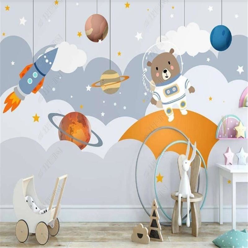 Space Mural Wallpaper | Astronaut Bear and Planets Adventure