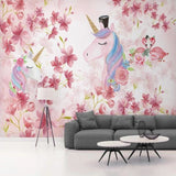 Unicorn Mural Wallpaper | Pink Cherry Blossom Fantasy