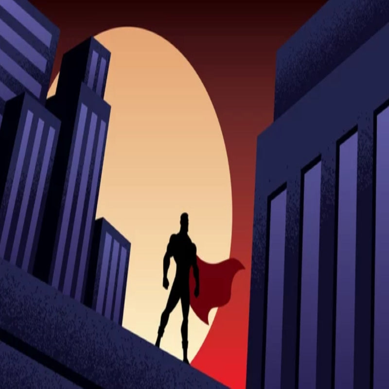 Superhero Mural Wallpaper | City Skyline Silhouette Design