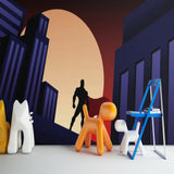 Superhero Mural Wallpaper | City Skyline Silhouette Design