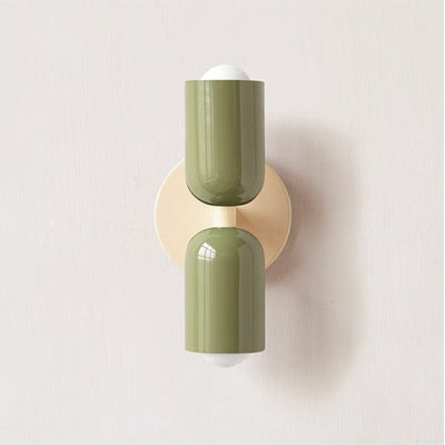 Modern Wall Sconce  Dual Capsule Design in Coral and Cream - Product detail 7