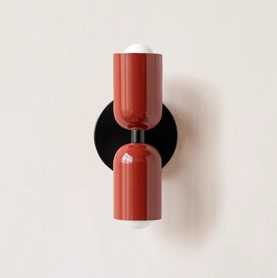 Modern Wall Sconce  Dual Capsule Design in Coral and Cream - Product detail 9
