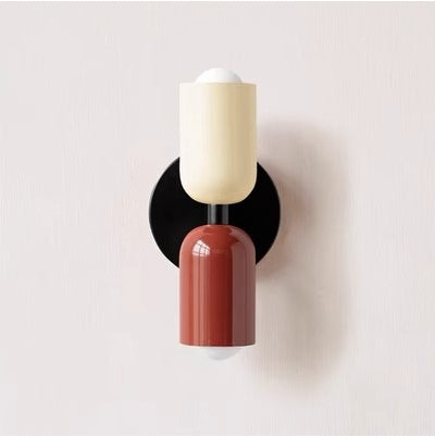 Modern Wall Sconce  Dual Capsule Design in Coral and Cream - Product detail 11