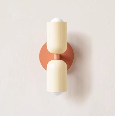 Modern Wall Sconce  Dual Capsule Design in Coral and Cream - Product detail 15