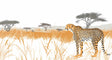 Cheetah safari wallpaper creating a stunning focal point in a modern living room with natural light and earth-toned furniture