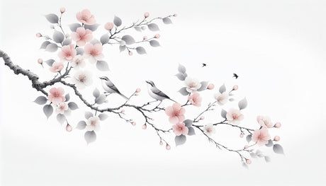 Cherry blossom and birds design file showing delicate pink petals and graceful branches pattern
