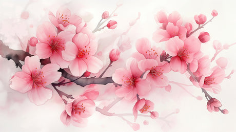 Cherry Blossom Wallpaper design file showing detailed pink petals and dark branches pattern