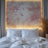 Sakura wallpaper bringing spring feeling to a cozy reading nook