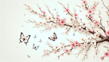 Cherry blossom wallpaper design file showing detailed sakura branches and butterflies pattern
