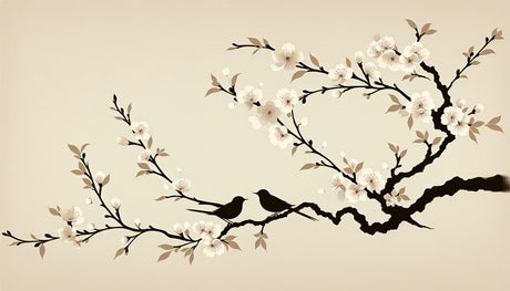 Cherry Blossom Birds design file showing detailed Japanese floral pattern and soft beige background