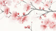 Cherry blossom wallpaper creating a peaceful atmosphere in a modern living room with natural light