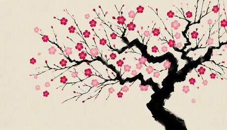 Cherry Blossom Wallpaper design file showing detailed ink art pattern with sakura blooms