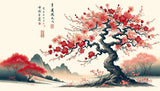 Cherry Blossom Mountain design file showing detailed Sakura blossoms and misty peaks