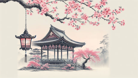 Cherry Blossom Wallpaper design file showing detailed pagoda and pink sakura pattern
