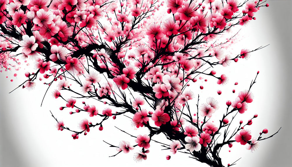 Japanese cherry blossom design file showing detailed pink sakura blooms against white background