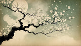 Cherry blossom wallpaper design file showing detailed sakura branches and moon against gradient background