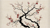 Cherry Blossom Wallpaper design file showing detailed sakura petals and branches on beige background