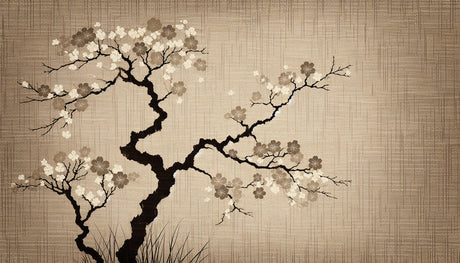 Japanese cherry blossom design file showing detailed beige sakura pattern and branches