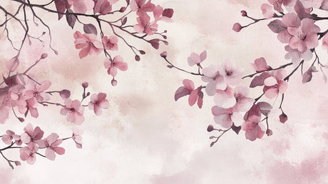 Cherry blossom wallpaper design file showing detailed watercolor pattern and pink florals
