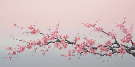 Cherry blossom design file showing detailed pink sakura branches on grey gradient background