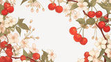 Cherry blossom design file showing detailed pink flowers and red fruits pattern on white background