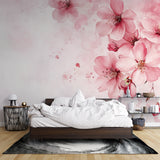 Floral wallpaper design creating a peaceful entrance hallway