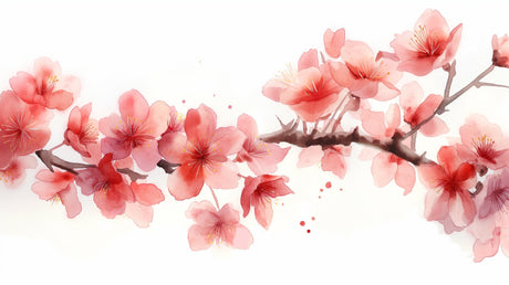 Cherry blossom wallpaper design file showing detailed watercolor sakura pattern on white background